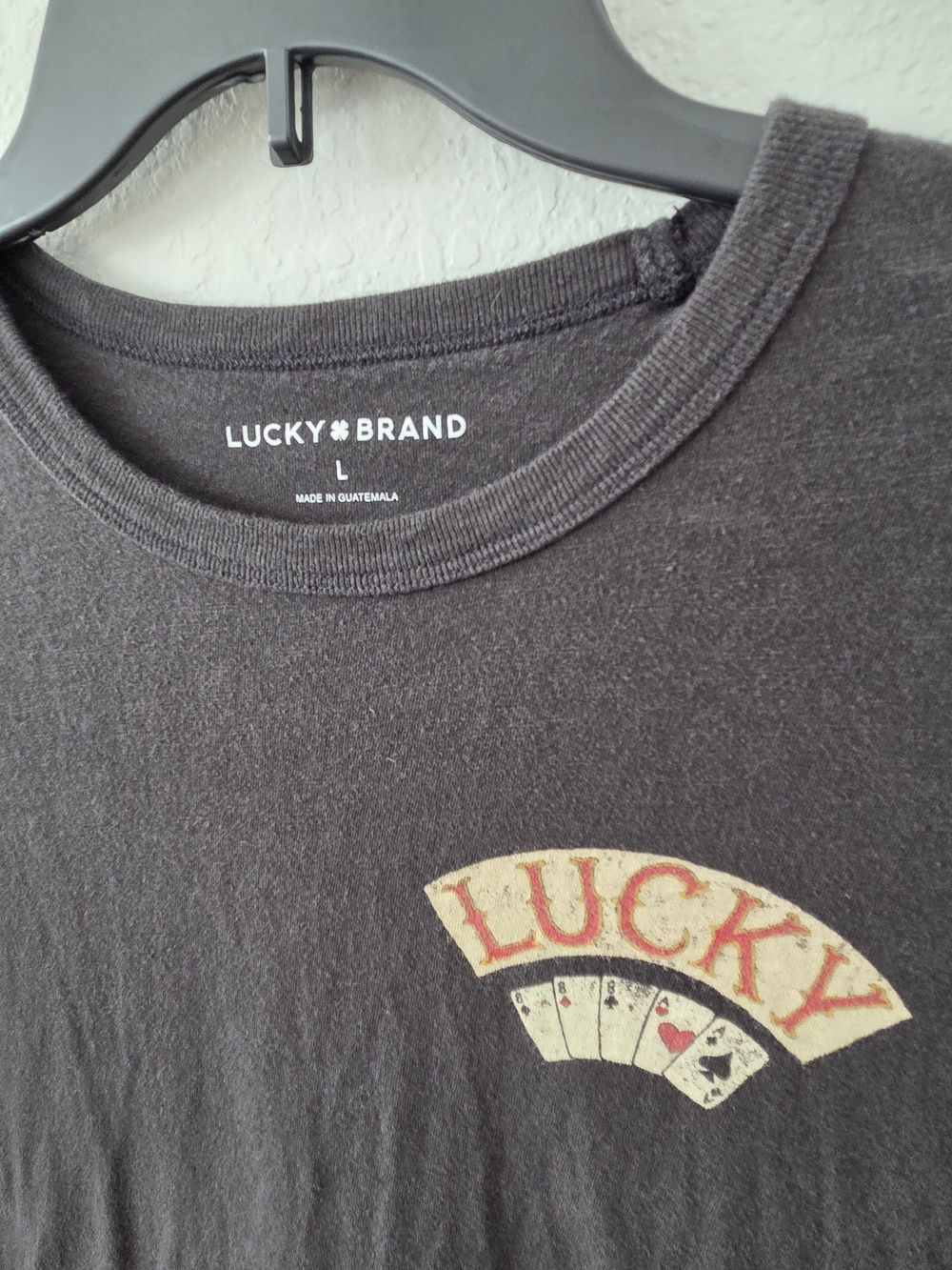 Lucky Brand "Aces Over Eights" Graphic T-Shirt in Jet Black Medium